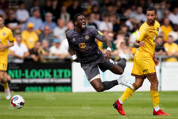 300722 - Sutton United v Newport County - Sky Bet League 2 - Omar Bogle of Newport County gestures