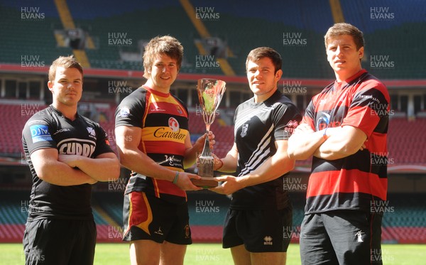 110413 - SWALEC Cup Semi Finals Photocall -L-R Dean Cummins(Neath), Jason Harris(Carmarthen Quins), Adam Thomas(Pontypridd) and Sam Williams(Aberavon) 