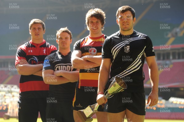 110413 - SWALEC Cup Semi Finals Photocall -L-R Sam Williams(Aberavon), Dean Cummins(Neath), Jason Harris(Carmarthen Quins) and Adam Thomas(Pontypridd) 