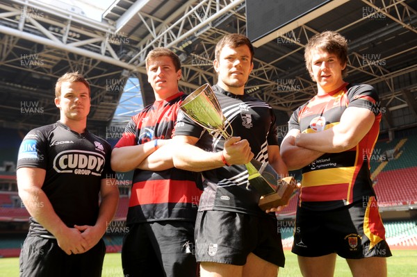 110413 - SWALEC Cup Semi Finals Photocall -L-R Dean Cummins(Neath), Sam Williams(Aberavon), Adam Thomas(Pontypridd) and Jason Harris(Carmarthen Quins) 