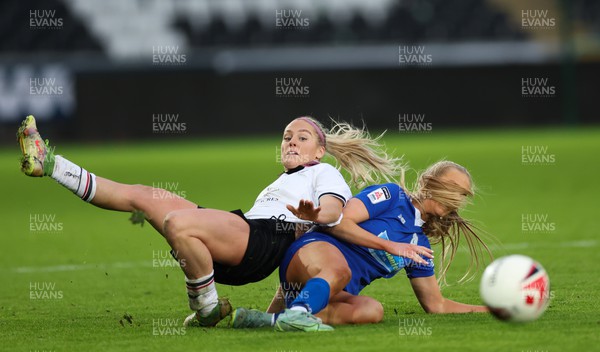 041222 - Swansea City Ladies v Cardiff City Women, Genero Adran Premier League - Ellie Lake of Swansea City Ladies is tackled by Rhianne Oakley of Cardiff City Women