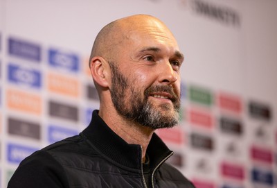 050124 - Picture shows New Swansea City Manager Luke Williams during a press conference with club chairman Andy Coleman