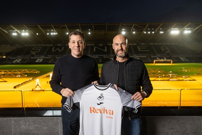 050124 - Picture shows Swansea City�s new Manager Luke Williams (right) with Club Chairman Andy Coleman at the Liberty Stadium