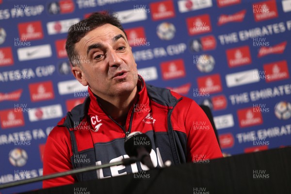 150218 - Swansea City Press Conference - Swansea City manager Carlos Carvalhal talks to the media