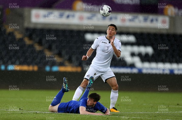 010518 - Swansea City U19s v Cardiff City U19s - FAW Youth Cup Final - Sion Spence of Cardiff and Marco Dulca of Swansea