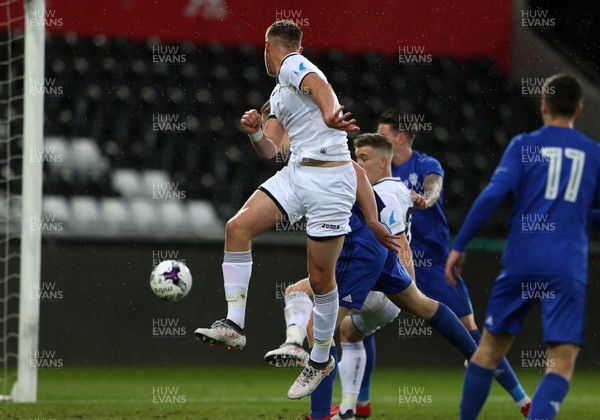 010518 - Swansea City U19s v Cardiff City U19s - FAW Youth Cup Final - Joe Lewis of Swansea scores a goal