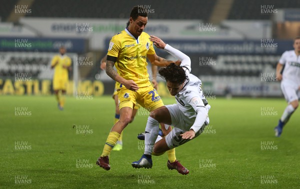 051218 - Swansea City U21s v Bristol Rovers - Checkatrade Trophy Round 2 - Yan Dhanda of Swansea City is tackled by Kyle Bennett of Bristol Rovers