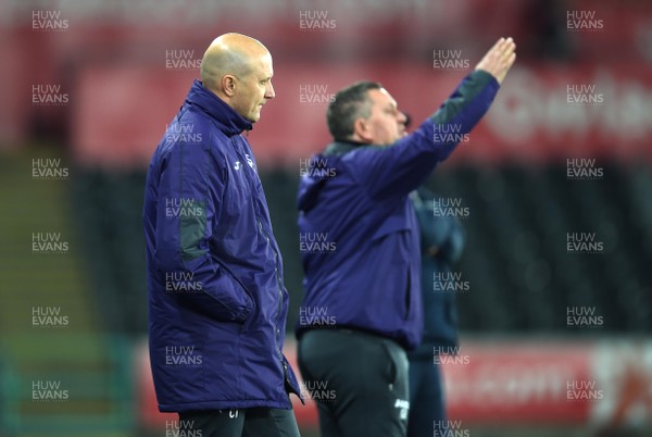 240117 - Swansea City Under 21s v Coventry - Checkatrade Trophy - Swansea coaches Cameron Toshack and Gary Richards