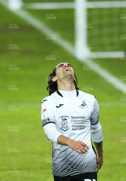 081220 -  Swansea City v AFC Bournemouth, Sky Bet Championship - Yan Dhanda of Swansea City reacts after missing a chance to score