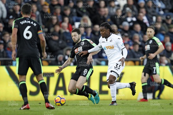 251117 - Swansea City v AFC Bournemouth, Premier League - Renato Sanches of Swansea City (right) in action with  Harry Arter of AFC Bournemouth