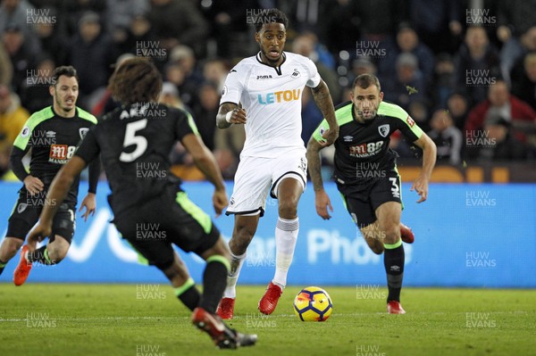 251117 - Swansea City v AFC Bournemouth, Premier League - Leroy Fer of Swansea City (centre) in action
