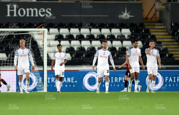 290823 - Swansea City v AFC Bournemouth - Carabao Cup - Dejected Swansea City after Bournemouth score their second goal