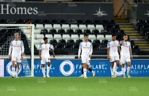 290823 - Swansea City v AFC Bournemouth - Carabao Cup - Dejected Swansea City after Bournemouth score their second goal