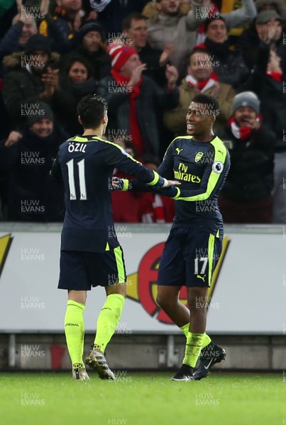 140117 - Swansea City v Arsenal - Premier League - Alex Iwobi of Arsenal celebrates scoring a goal by Chris Fairweather/Huw Evans Agency