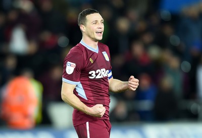 261218 - Swansea City v Aston Villa - SkyBet Championship - James Chester of Aston Villa celebrates