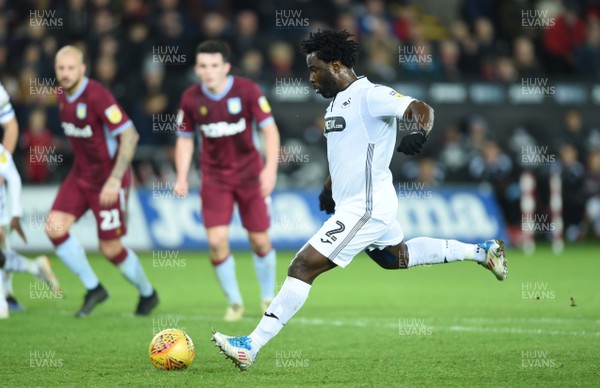 261218 - Swansea City v Aston Villa - SkyBet Championship - Wilfried Bony of Swansea City shot from the penalty spot is saved