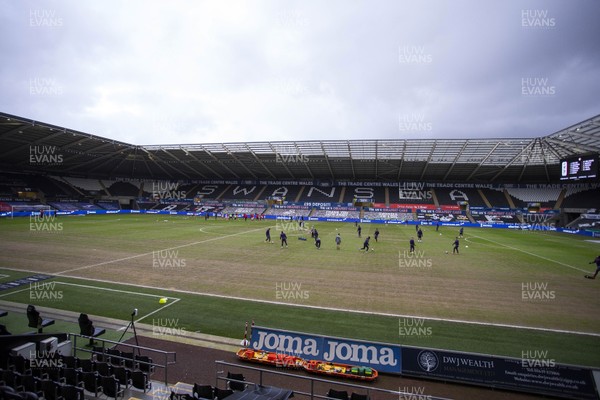 191220 - Swansea City v Barnsley - SkyBet Championship - A General View of the Liberty Stadium pitch before the game, which will be removed at full time today