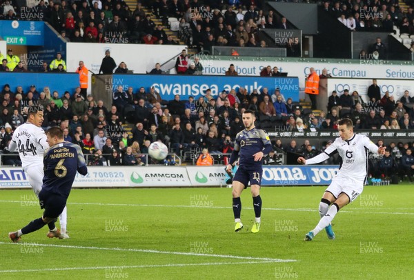 291219 - Swansea City v Barnsley, Sky Bet Championship - Bersant Celina of Swansea City fires a shot over the goal