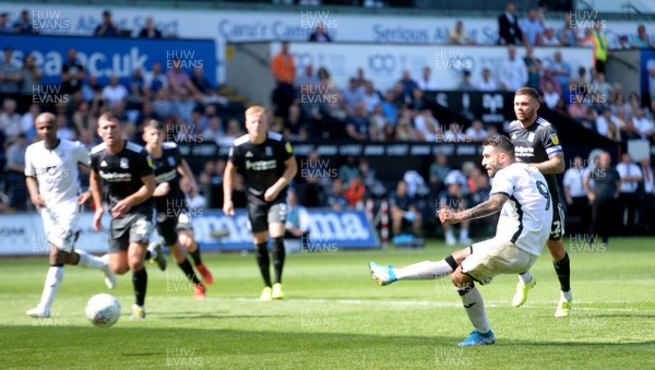 250819 - Swansea City v Birmingham - SkyBet Championship - Borja Gonzalez of Swansea City scores from the penalty spot