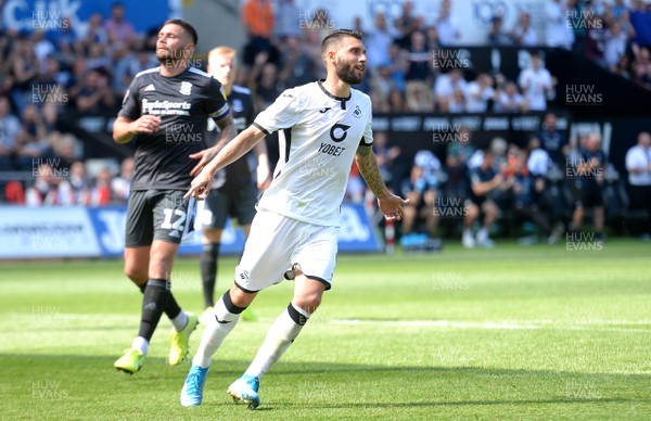 250819 - Swansea City v Birmingham - SkyBet Championship - Borja Gonzalez of Swansea City scores from the penalty spot