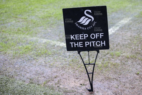 040223 - Swansea City v Birmingham City - Sky Bet Championship - Keep off the pitch sign at the Swanseacom Stadium