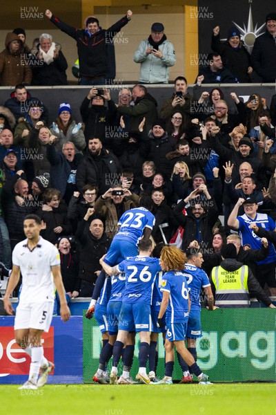 040223 - Swansea City v Birmingham City - Sky Bet Championship - Birmingham City celebrates their third goal scored by Lukas Jutkiewicz