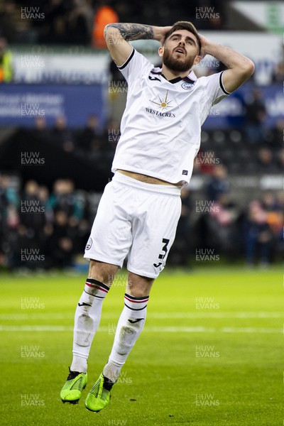 040223 - Swansea City v Birmingham City - Sky Bet Championship - Ryan Manning of Swansea City reacts after missing a chance