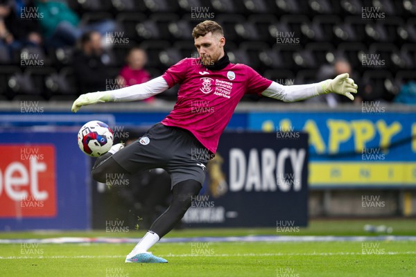040223 - Swansea City v Birmingham City - Sky Bet Championship - Swansea City goalkeeper Andy Fisher during the warm up