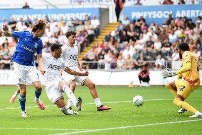 080826 - Swansea City v Birmingham City - Carabao Cup First Round - August Priske of Birmingham City scores the first goal of the game