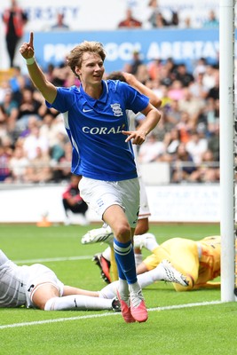 080826 - Swansea City v Birmingham City - Carabao Cup First Round - August Priske of Birmingham City celebrates scoring a goal