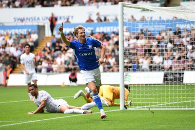 080826 - Swansea City v Birmingham City - Carabao Cup First Round - August Priske of Birmingham City celebrates scoring a goal