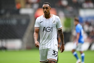 080826 - Swansea City v Birmingham City - Carabao Cup First Round - Adam Idah of Swansea City