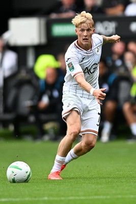 080826 - Swansea City v Birmingham City - Carabao Cup First Round - Melker Widell of Swansea City