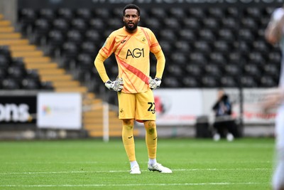 080826 - Swansea City v Birmingham City - Carabao Cup First Round - Dejected Lawrence Vigouroux of Swansea City