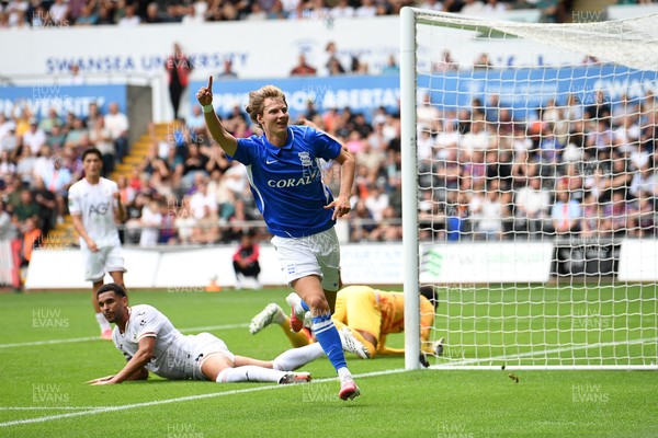 080826 - Swansea City v Birmingham City - Carabao Cup First Round - August Priske of Birmingham City celebrates scoring a goal