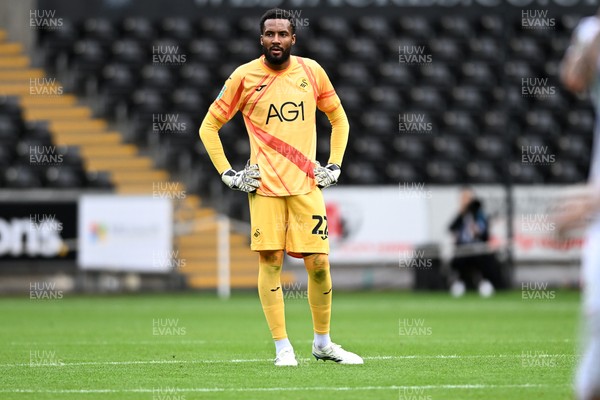 080826 - Swansea City v Birmingham City - Carabao Cup First Round - Dejected Lawrence Vigouroux of Swansea City