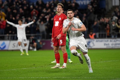 170126 - Swansea City v Birmingham City - Sky Bet Championship - Zan Vipotnik of Swansea City celebrates scoring a goal