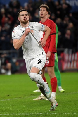 170126 - Swansea City v Birmingham City - Sky Bet Championship - Zan Vipotnik of Swansea City celebrates scoring a goal