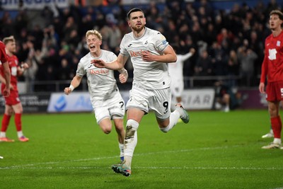 170126 - Swansea City v Birmingham City - Sky Bet Championship - Zan Vipotnik of Swansea City celebrates scoring a goal