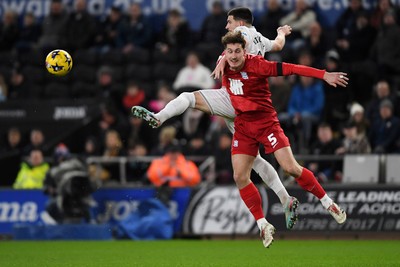 170126 - Swansea City v Birmingham City - Sky Bet Championship - Zan Vipotnik of Swansea City is challenged by Phil Neumann of Birmingham