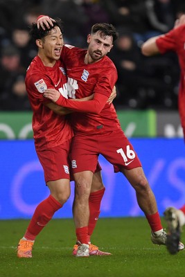 170126 - Swansea City v Birmingham City - Sky Bet Championship - Patrick Roberts of Birmingham celebrates scoring a goal with team mates