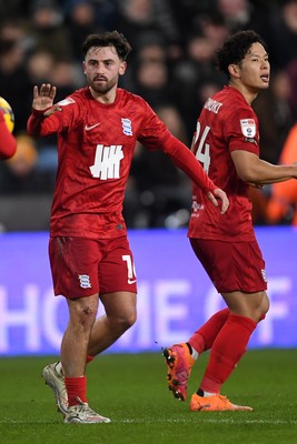 170126 - Swansea City v Birmingham City - Sky Bet Championship - Patrick Roberts of Birmingham celebrates scoring a goal with team mates