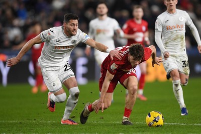 170126 - Swansea City v Birmingham City - Sky Bet Championship - Lewis Koumas of Birmingham is challenged by Joel Ward of Swansea City