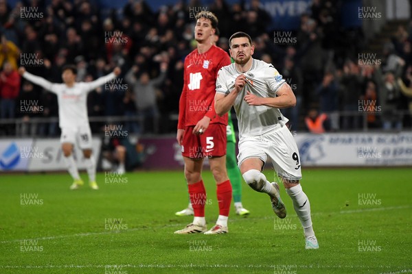 170126 - Swansea City v Birmingham City - Sky Bet Championship - Zan Vipotnik of Swansea City celebrates scoring a goal