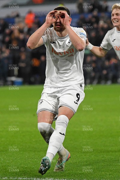 170126 - Swansea City v Birmingham City - Sky Bet Championship - Zan Vipotnik of Swansea City celebrates scoring a goal