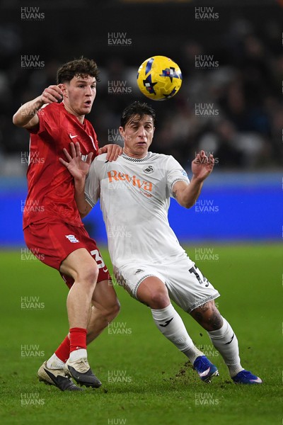170126 - Swansea City v Birmingham City - Sky Bet Championship - Goncalo Franco of Swansea City is challenged by Lewis Koumas of Birmingham