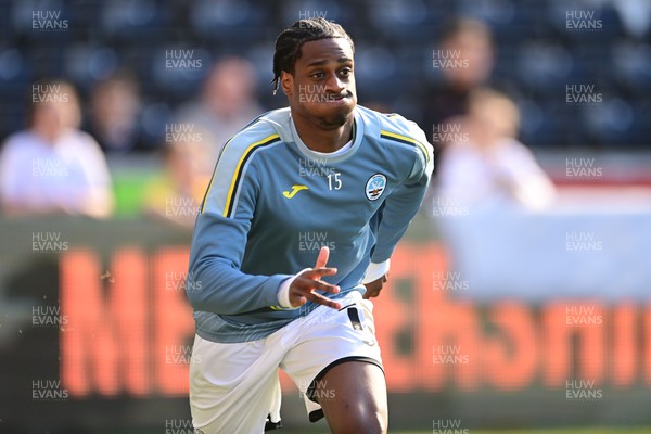 190322 - Swansea City v Birmingham City - Sky Bet Championship - Nathanael Ogbeta of Swansea City during the pre-match warm-up 