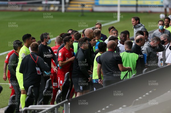 190920 - Swansea City v Birmingham City - SkyBet Championship - Altercation between players in the dug outs at half time after Alan Tate's confrontation with Jon Toral of Birmingham
