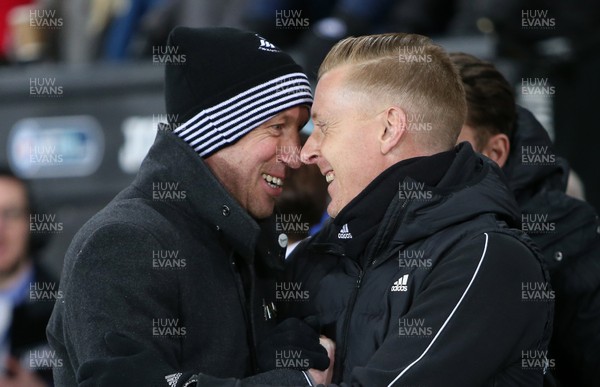 290119 - Swansea City v Birmingham City - SkyBet Championship - Swansea City Manager Graham Potter with Birmingham City Manager Garry Monk