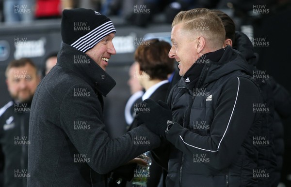 290119 - Swansea City v Birmingham City - SkyBet Championship - Swansea City Manager Graham Potter with Birmingham City Manager Garry Monk